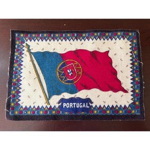 Vintage Portugal Flag Cigarette Tobacco Large Flannel Felt Blanket 8 1/2" c 1910